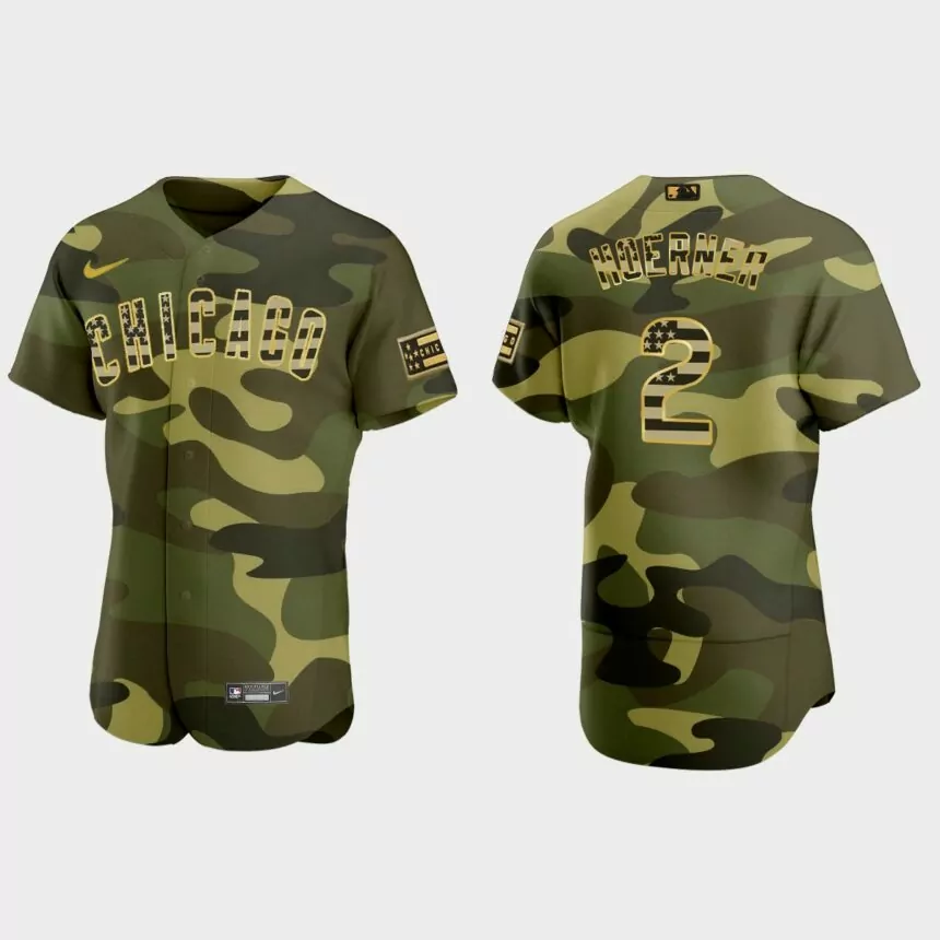 Nico Hoerner Chicago Cubs 2022 Armed Forces Day Authentic Jersey – Camo