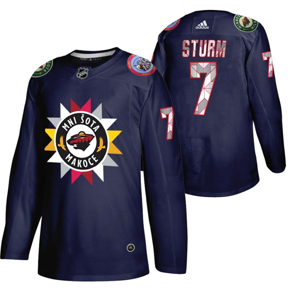 Nico Sturm Jersey Minnesota Wild Native American Heritage Day Navy 2021-22 Men
