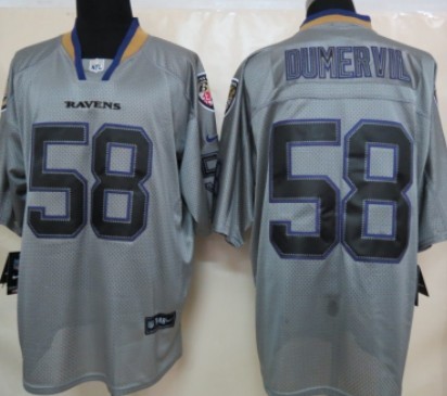 Nik Baltimore Ravens #58 Elvis Dumervil Lights Out Gray Elite Stitched Jersey