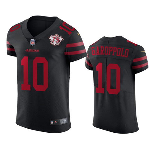 Nike 49ers #10 Jimmy Garoppolo Black Alternate Men's 75th Anniversary Stitched NFL Vapor Untouchable Elite Jersey