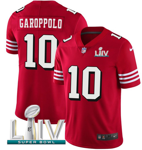 Nike 49ers #10 Jimmy Garoppolo Red Super Bowl LIV 2020 Team Color Men's Stitched NFL Vapor Untouchable Limited II Jersey