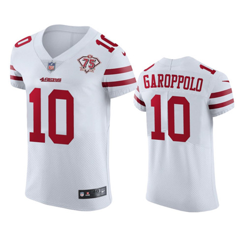 Nike 49ers #10 Jimmy Garoppolo White Men's 75th Anniversary Stitched NFL Vapor Untouchable Elite Jersey