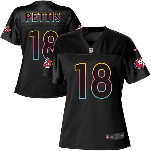 Nike 49ers #18 Dante Pettis Black Women's NFL Fashion Game Jersey