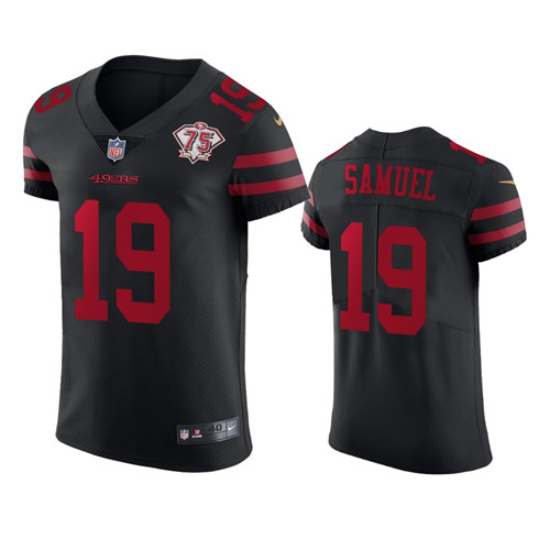 Nike 49ers #19 Deebo Samuel Black Alternate Men's 75th Anniversary Stitched NFL Vapor Untouchable Elite Jersey