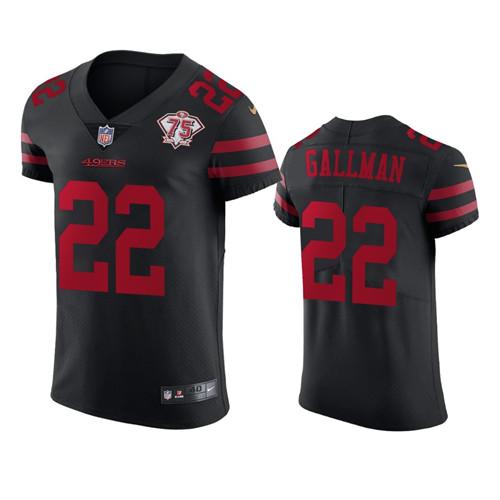 Nike 49ers #22 Wayne Gallman Black Alternate Men's 75th Anniversary Stitched NFL Vapor Untouchable Elite Jersey