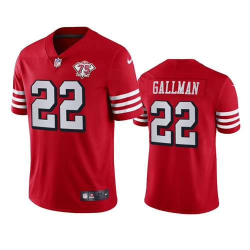 Nike 49ers #22 Wayne Gallman Red Rush Men's 75th Anniversary Stitched NFL Vapor Untouchable Limited Jersey