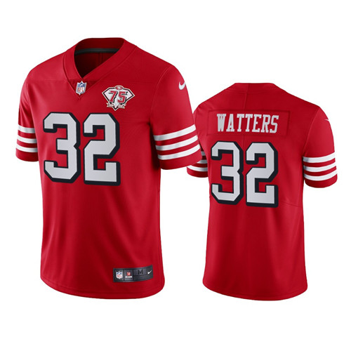 Nike 49ers #32 Ricky Watters Red Rush Men's 75th Anniversary Stitched NFL Vapor Untouchable Limited Jersey