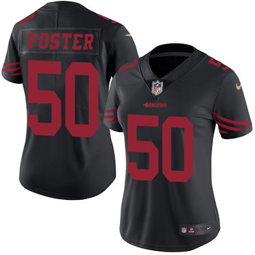 Nike 49ers #50 Reuben Foster Black Women's Stitched NFL Limited Rush Jersey