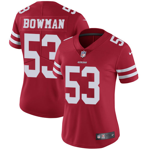 Nike 49ers #53 NaVorro Bowman Red Team Color Women's Stitched NFL Vapor Untouchable Limited Jersey