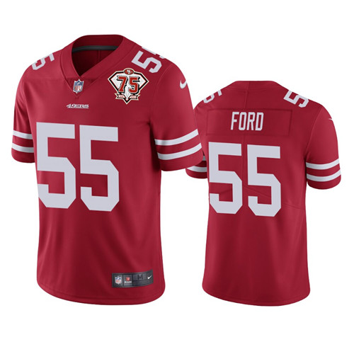 Nike 49ers #55 Dee Ford Red Men's 75th Anniversary Stitched NFL Vapor Untouchable Limited Jersey