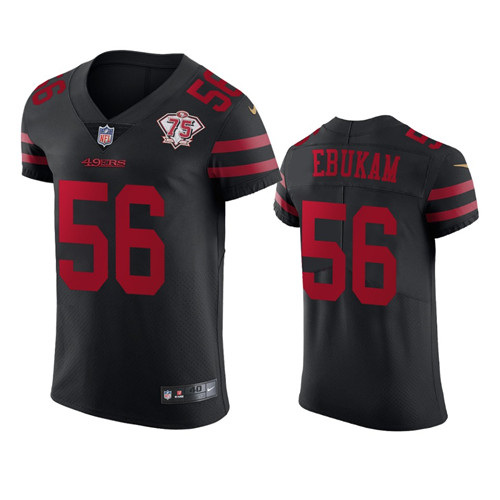 Nike 49ers #56 Samson Ebukam Black Alternate Men's 75th Anniversary Stitched NFL Vapor Untouchable Elite Jersey