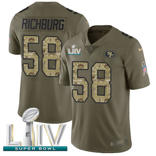 Nike 49ers #58 Weston Richburg Olive Camo Super Bowl LIV 2020 Men's Stitched NFL Limited 2017 Salute To Service Jersey
