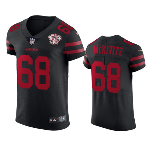 Nike 49ers #68 Colton Mckivitz Black Alternate Men's 75th Anniversary Stitched NFL Vapor Untouchable Elite Jersey