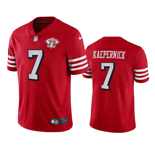 Nike 49ers #7 Colin Kaepernick Red Rush Men's 75th Anniversary Stitched NFL Vapor Untouchable Limited Jersey