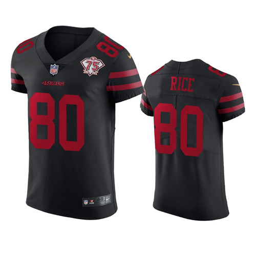 Nike 49ers #80 Jerry Rice Black Alternate Men's 75th Anniversary Stitched NFL Vapor Untouchable Elite Jersey