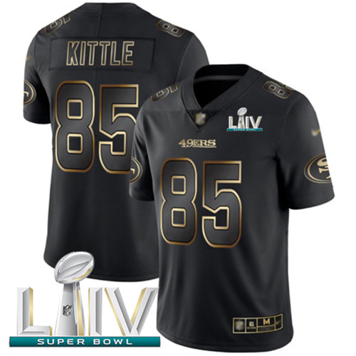 Nike 49ers #85 George Kittle Black Gold Super Bowl LIV 2020 Men's Stitched NFL Vapor Untouchable Limited Jersey