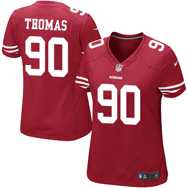 Nike 49ers #90 Solomon Thomas Red Team Color Women's Stitched NFL Elite Jersey