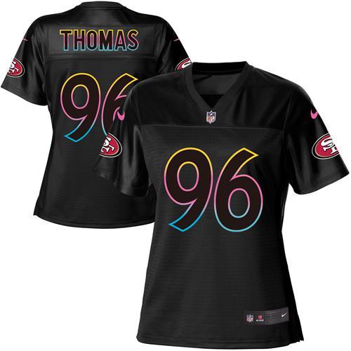 Nike 49ers #96 Solomon Thomas Black Women's NFL Fashion Game Jersey
