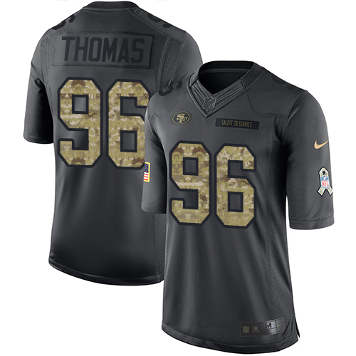 Nike 49ers #96 Solomon Thomas Black Youth Stitched NFL Limited 2016 Salute to Service Jersey
