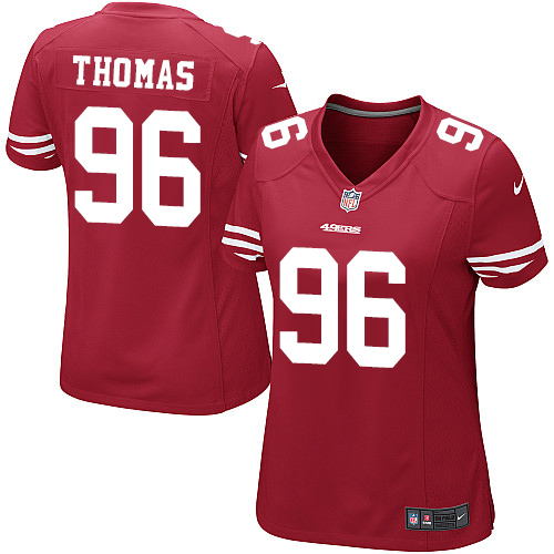 Nike 49ers #96 Solomon Thomas Red Team Color Women's Stitched NFL Elite Jersey