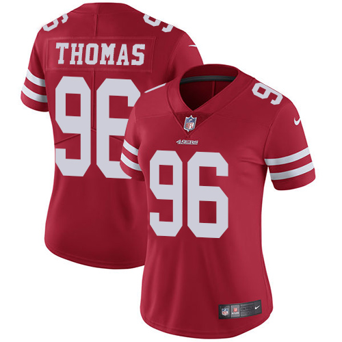 Nike 49ers #96 Solomon Thomas Red Team Color Women's Stitched NFL Vapor Untouchable Limited Jersey