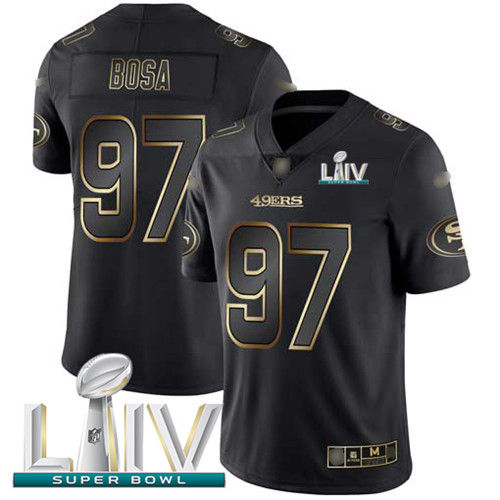 Nike 49ers #97 Nick Bosa Black Gold Super Bowl LIV 2020 Men's Stitched NFL Vapor Untouchable Limited Jersey