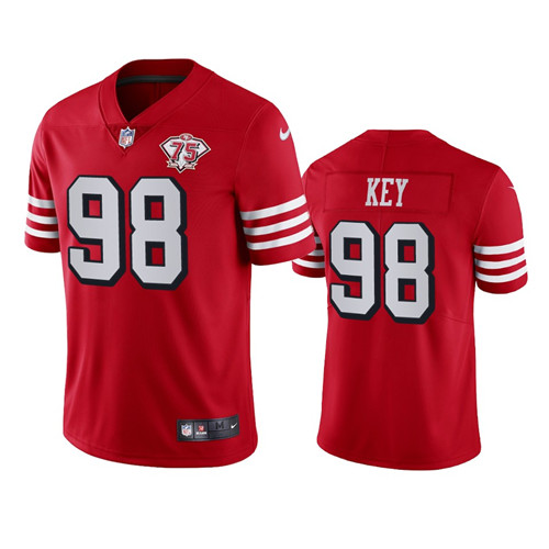 Nike 49ers #98 Arden Key Red Rush Men's 75th Anniversary Stitched NFL Vapor Untouchable Limited Jersey