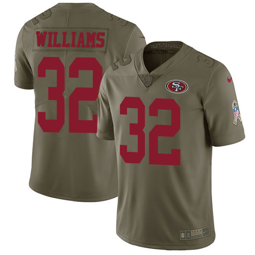 Nike 49ers 32 Joe Williams Olive Salute To Service Limited Jersey