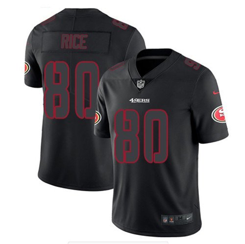Nike 49ers 80 Jerry Rice Black Impact Rush Limited Jersey