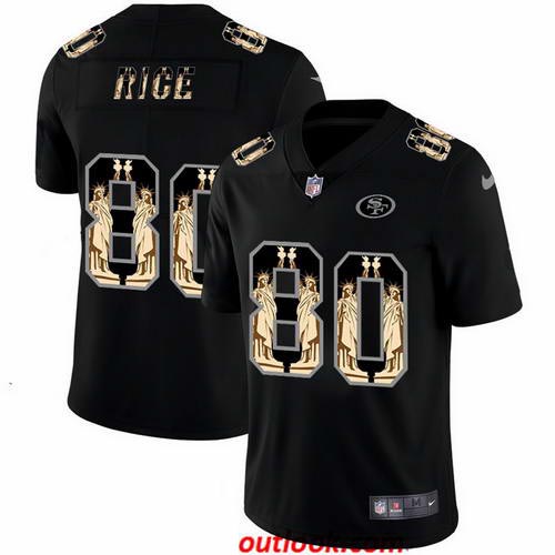 Nike 49ers 80 Jerry Rice Black Statue Of Liberty Limited Jersey