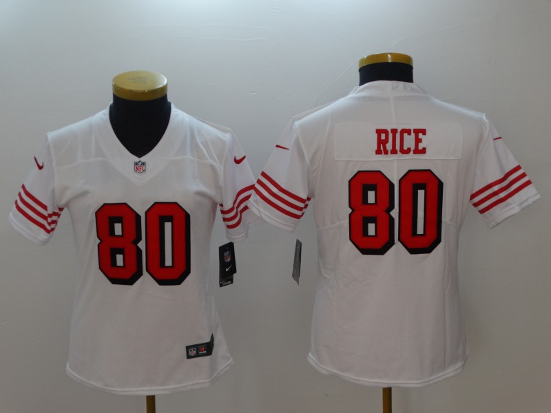Nike 49ers 80 Jerry Rice White Women Color Rush Vapor Untouchable Limited Jersey