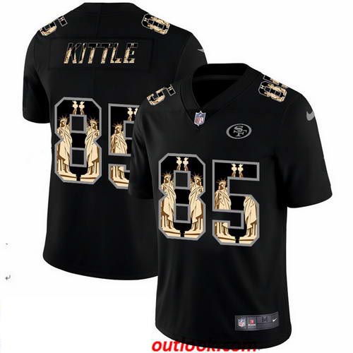Nike 49ers 85 George Kittle Black Statue Of Liberty Limited Jersey