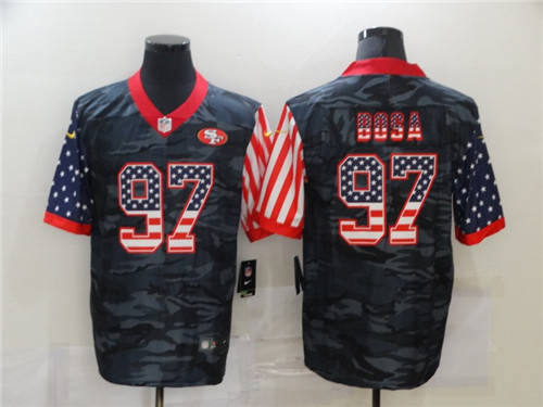 Nike 49ers 97 Nick Bosa Black Camo USA Flag Limited Jersey