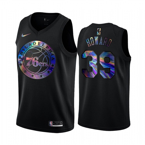 Nike 76ers #39 Dwight Howard Men's Iridescent Holographic Collection NBA Jersey - Black