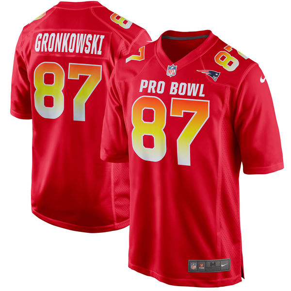 Nike AFC Patriots 87 Rob Gronkowski Red 2018 Pro Bowl Game Jersey