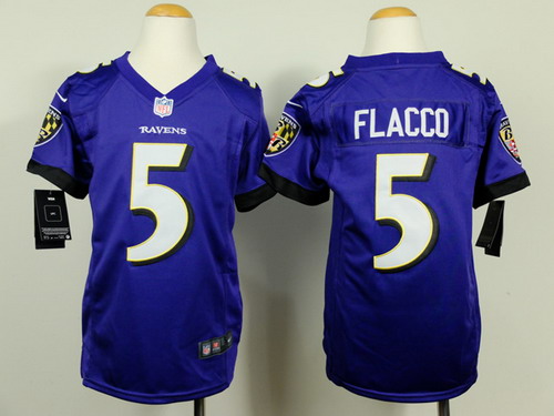 Nike Baltimore Ravens #5 Joe Flacco 2013 Purple Game Kids Stitched Jersey