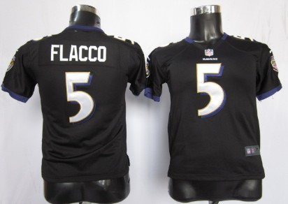 Nike Baltimore Ravens #5 Joe Flacco Black Game Kids Stitched Jersey