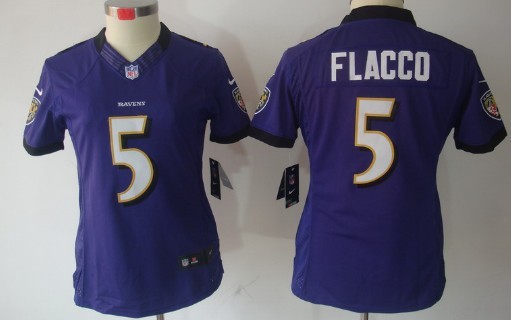 Nike Baltimore Ravens #5 Joe Flacco Purple Limited Womens Stitched Jersey