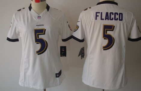 Nike Baltimore Ravens #5 Joe Flacco White Limited Womens Jersey