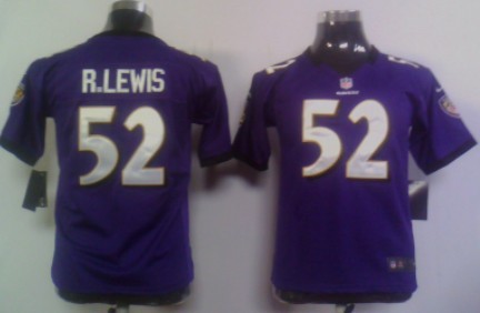 Nike Baltimore Ravens #52 Ray Lewis Purple Game Kids Stitched Jersey
