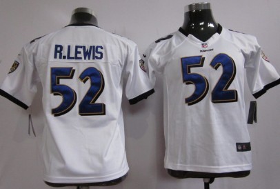 Nike Baltimore Ravens #52 Ray Lewis White Game Kids Stitched Jersey