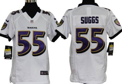 Nike Baltimore Ravens #55 Terrell Suggs White Game Kids Stitched Jersey
