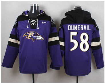 Nike Baltimore Ravens #58 Elvis Dumervil Purple Player Pullover NFL Hoodie