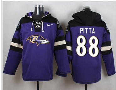 Nike Baltimore Ravens #88 Dennis Pitta Purple Player Pullover NFL Hoodie
