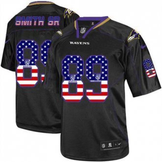 Nike Baltimore Ravens #89 Steve Smith Sr Black NFL Elite USA Flag Fashion Jersey