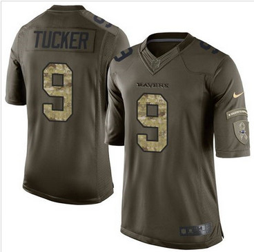 Nike Baltimore Ravens #9 Justin Tucker Green Men's Stitched NFL Limited Salute to Service Jersey