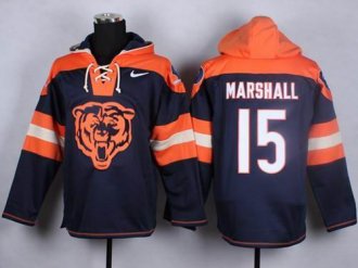 Nike Bears #15 Brandon Marshall Navy Blue Player Pullover NFL Hoodie
