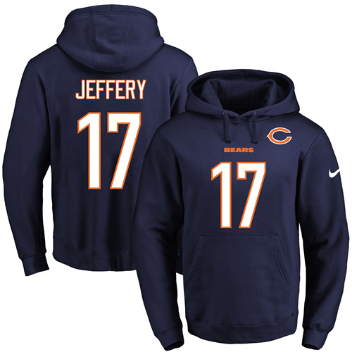 Nike Bears #17 Alshon Jeffery Navy Blue Name & Number Pullover NFL Hoodie