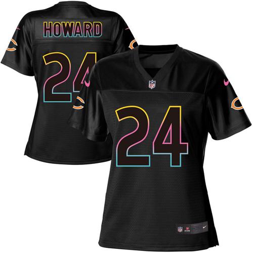 Nike Bears #24 Jordan Howard Black Women's NFL Fashion Game Jersey