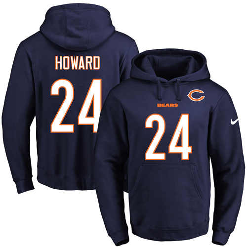 Nike Bears #24 Jordan Howard Navy Blue Name & Number Pullover NFL Hoodie